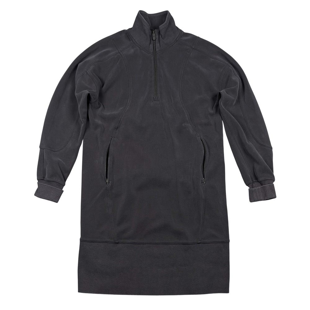 Lululemon Softstreme Dress Women 2 Dark Gray 1/2 Zip Long Sleeve Pockets Mini